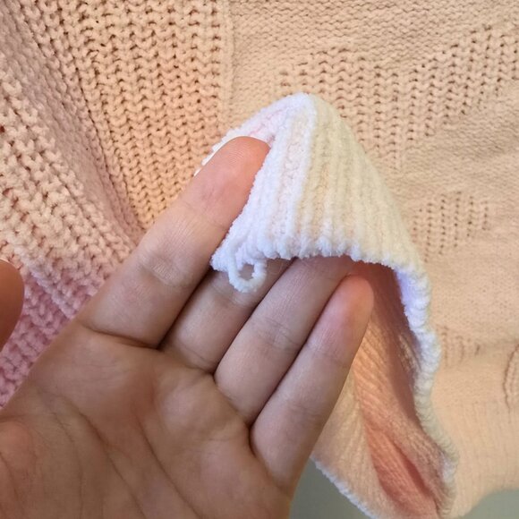 Pastel Pink Heart Motif Knit Sweater Pullover Soft Coquette Fairy Size L - Picture 10 of 10